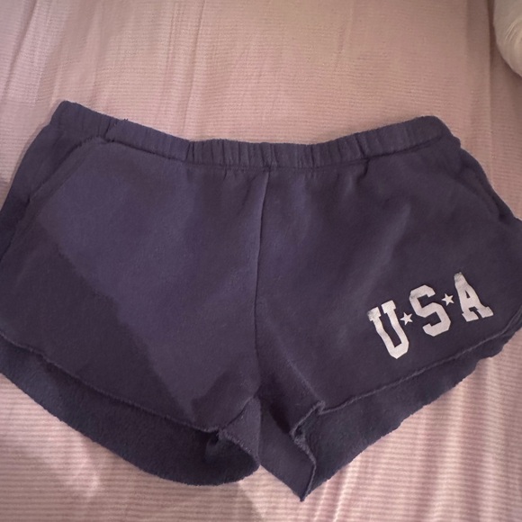 Brandy Melville Pants - Brandy Melville Blue Athletic Shorts USA Print